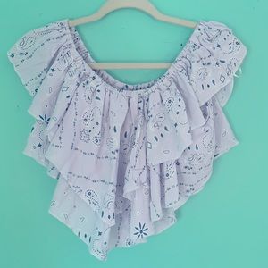 Flowy Lavender Off The Shoulder Crop Top